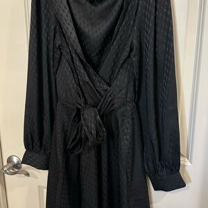 Express Black Cowl Neck Midi Dress with Bishop Sleeves